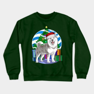 Alaskan Malamute Dog Cute Santa Christmas Gift Crewneck Sweatshirt